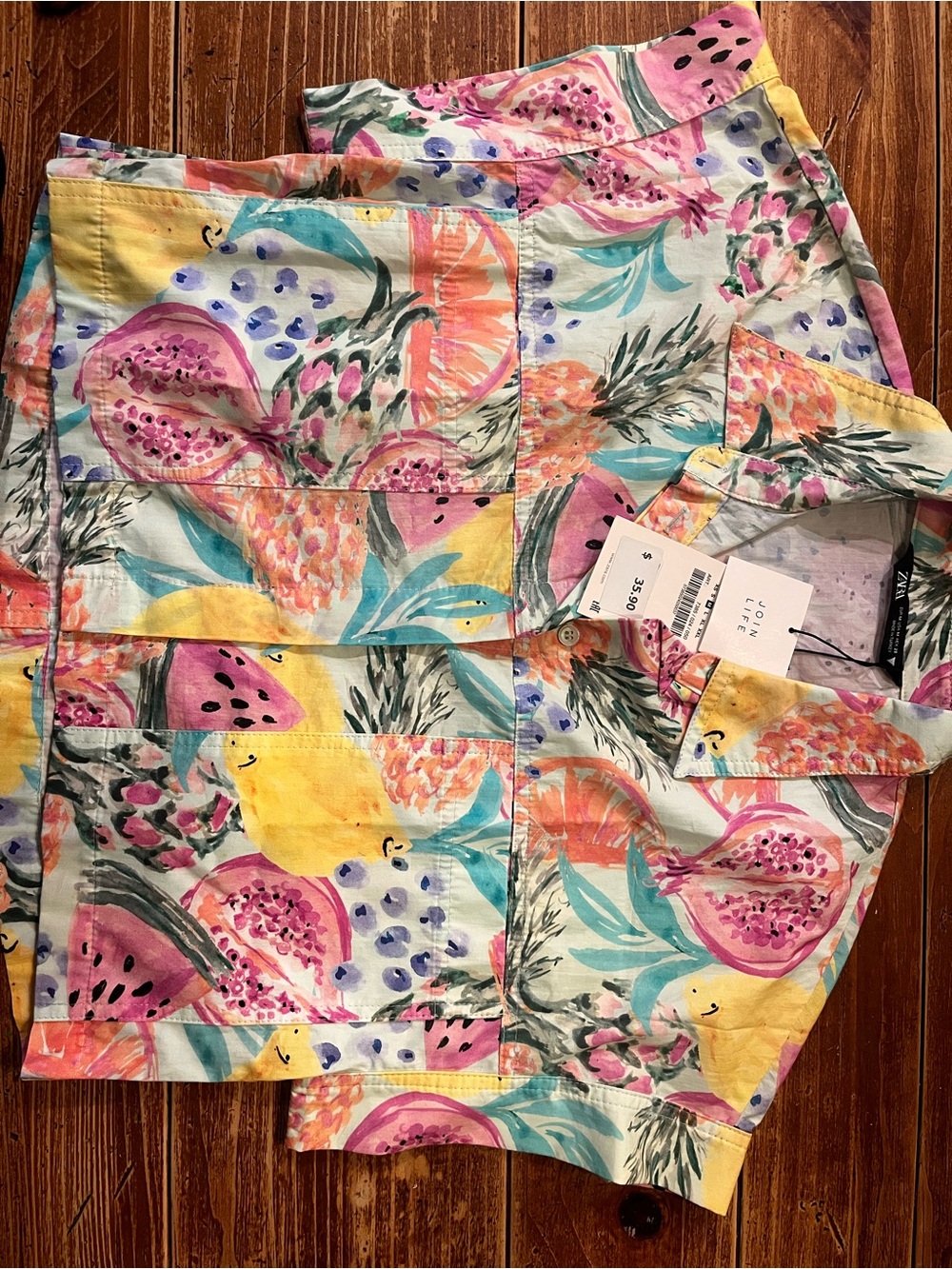 Zara Multicolor Tropical Fruit-Print Bermudas